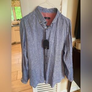Stone Rose Men’s Blue Linen Shirt XL